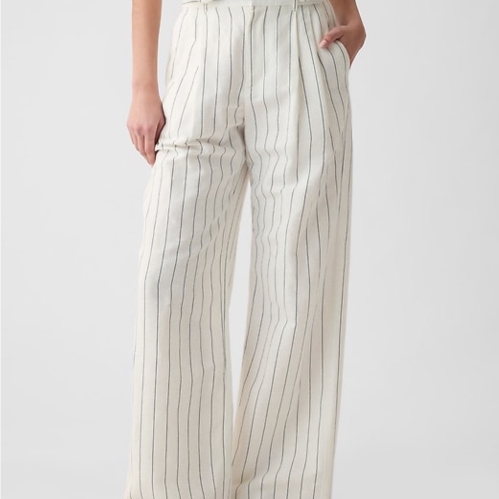 Striped Cream Wide-Leg Pants